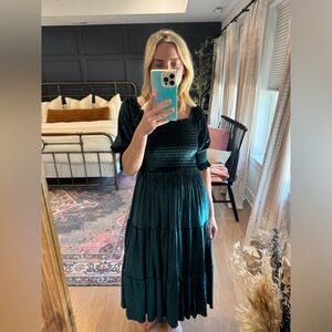 Baltic Born Vivaldi Smocked Velvet Midi Dress